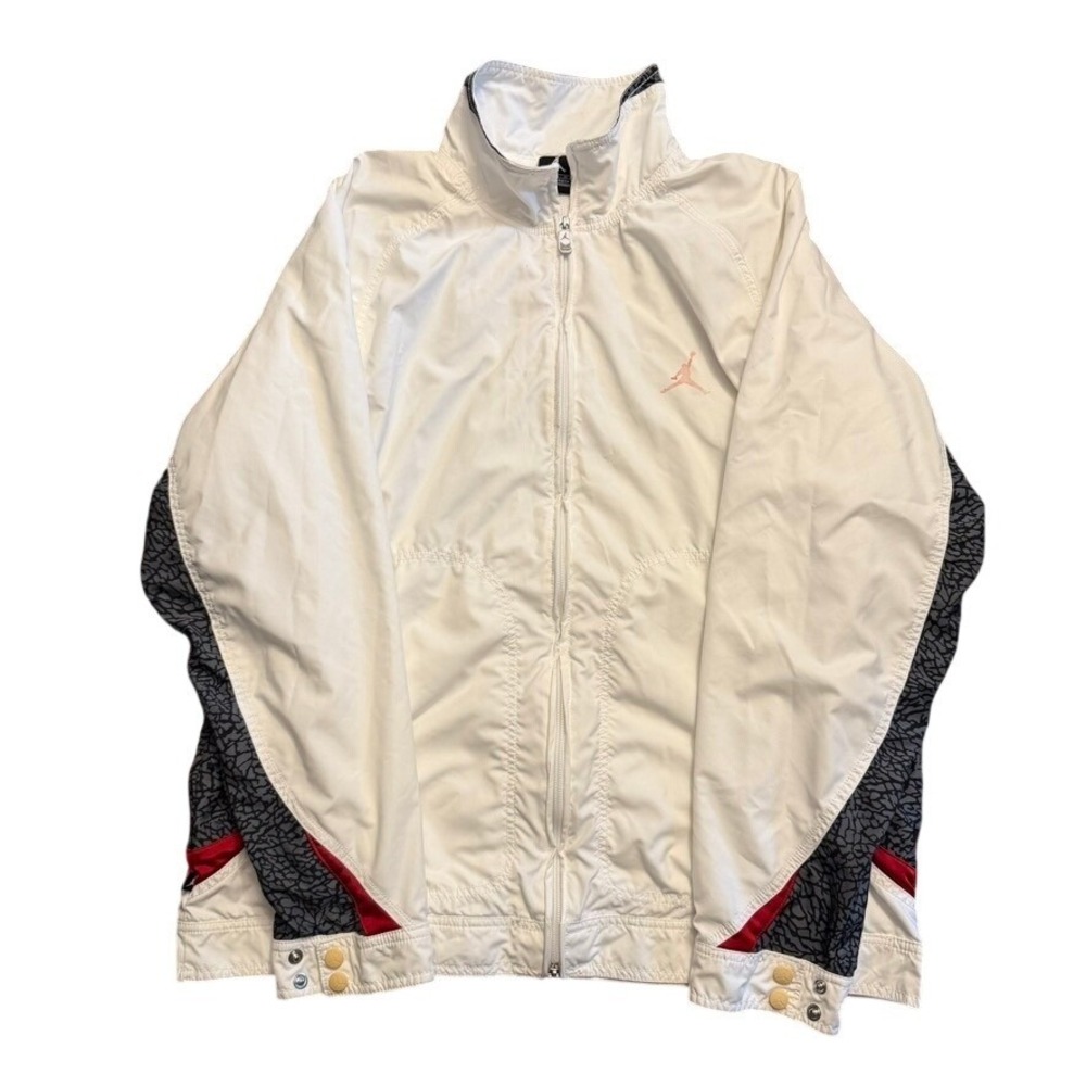 Jordan Brand Mens White Elephant Print AIR Full Zip Windbreaker Jacket XL